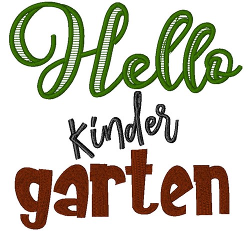Hello Kindergarten Machine Embroidery Design