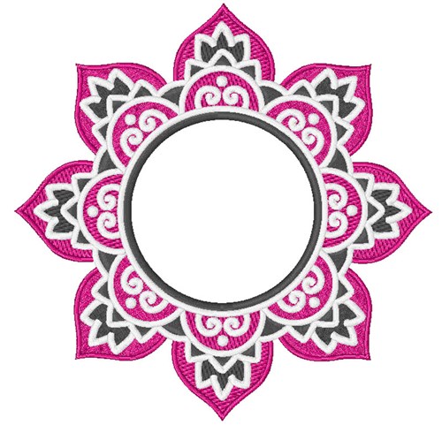 Floral Monogram Circle Machine Embroidery Design