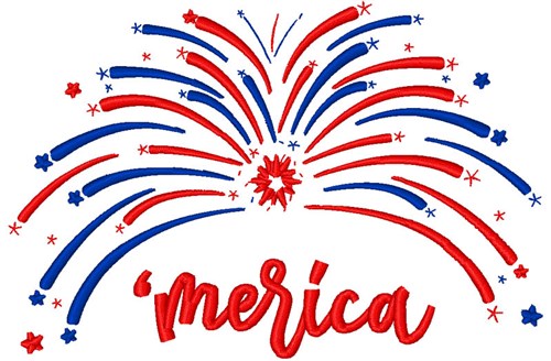 Merica Fireworks Machine Embroidery Design