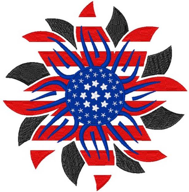 Picture of Patriotic Sunflower Machine Embroidery Design