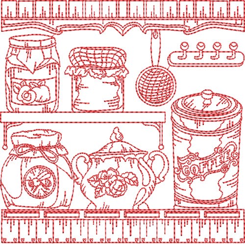 Vintage Kitchen Quilt Machine Embroidery Design