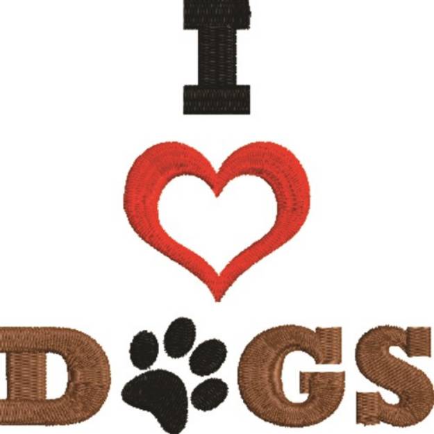 Picture of I Love Dogs Machine Embroidery Design