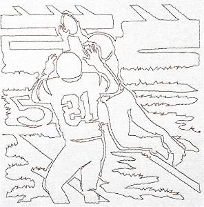 Picture of Football Catch Quilting Outline Machine Embroidery Design