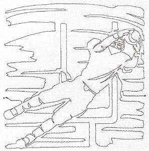 Picture of Football Diving Catch Quilt Outline Machine Embroidery Design