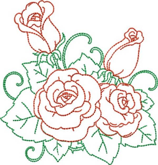 Picture of Outline Roses Machine Embroidery Design