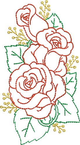 Rose Bud Outline Machine Embroidery Design