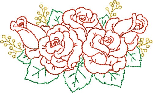 Outline Roses Machine Embroidery Design