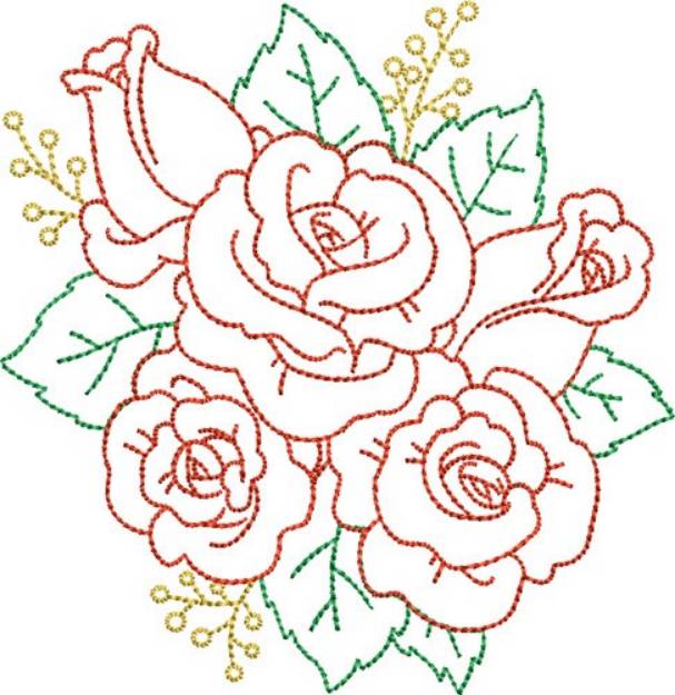 Picture of Rose Bouquet Machine Embroidery Design