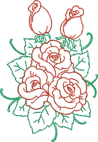 Bouquet Roses Machine Embroidery Design