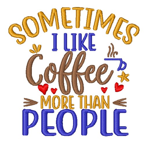 I Like Coffee Machine Embroidery Design
