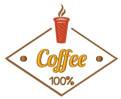 100% Coffee Machine Embroidery Design