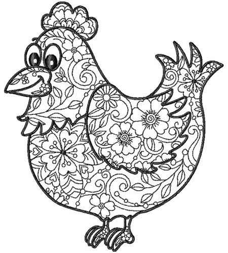 Chicken Zentangle Machine Embroidery Design
