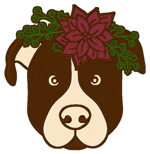 Christmas Dog Head Machine Embroidery Design