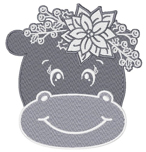 Christmas Hippo Machine Embroidery Design