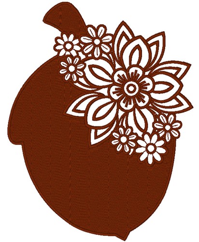 Floral  Acorn Machine Embroidery Design