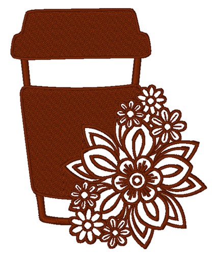 Floral Coffee Machine Embroidery Design
