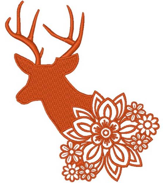 Picture of Floral Deer Machine Embroidery Design