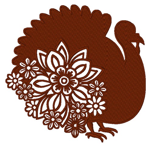 Floral Turkey Machine Embroidery Design