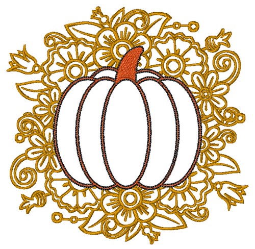 Floral Pumpkin Machine Embroidery Design