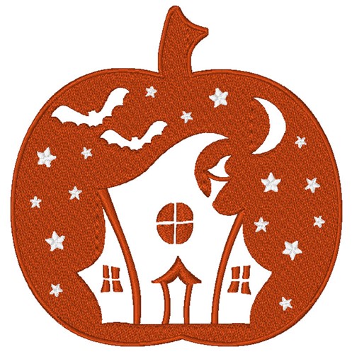Haunted House Pumpkin Machine Embroidery Design