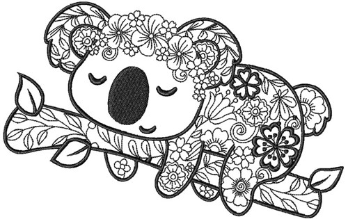 Koala Zentangle Machine Embroidery Design