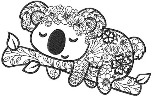 Picture of Koala Zentangle Machine Embroidery Design