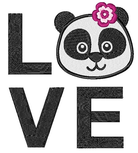 Love Panda Machine Embroidery Design