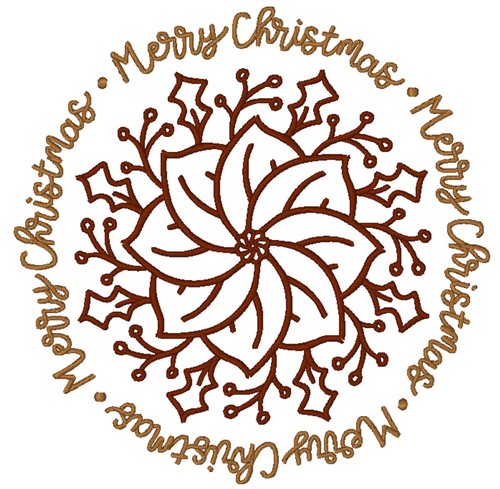 Merry Christmas Poinsettia Machine Embroidery Design
