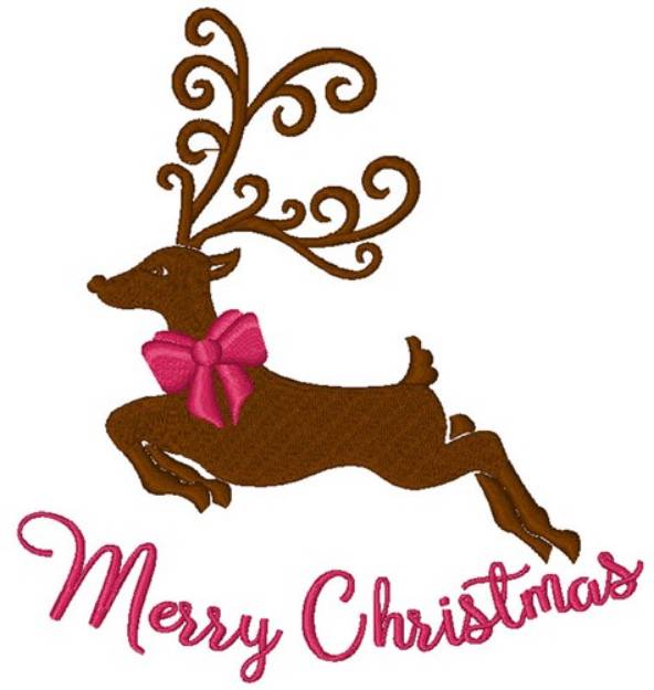 Picture of Merry Christmas Reindeer Machine Embroidery Design