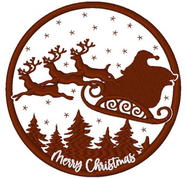 Picture of Merry Christmas Sleigh Machine Embroidery Design
