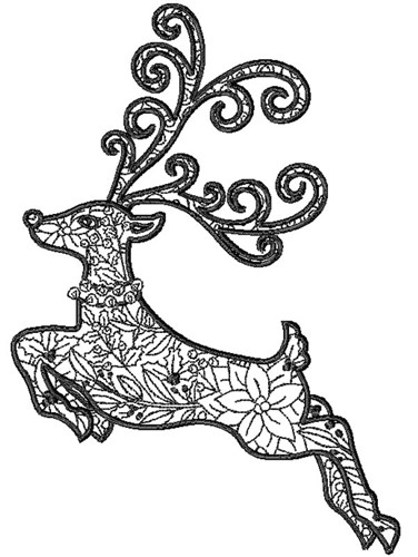 Reindeer Zentangle Machine Embroidery Design