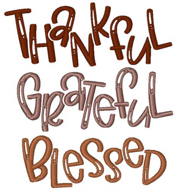 Picture of Thankful Grateful Blessed Machine Embroidery Design