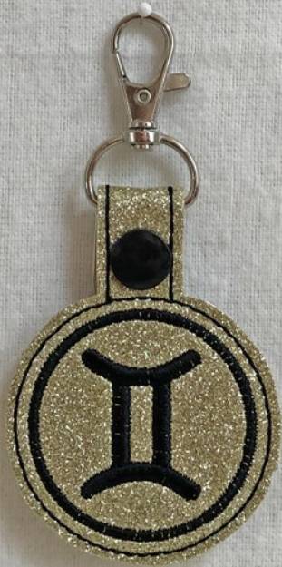 Picture of ITH Gemini Key Fob Machine Embroidery Design