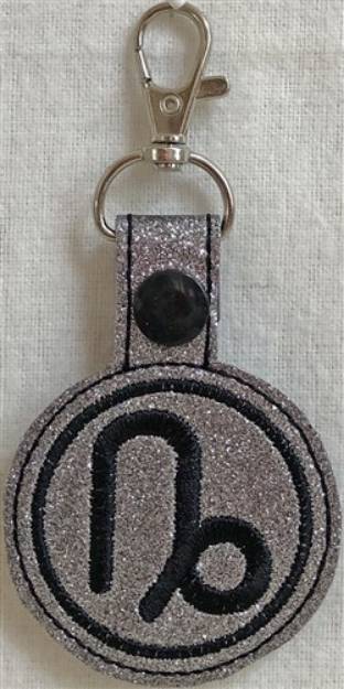 Picture of ITH Capricorn Key Fob Machine Embroidery Design