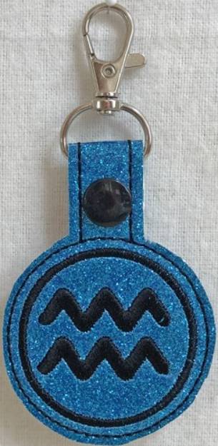 Picture of ITH Aquarius Key Fob Machine Embroidery Design