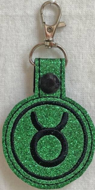 Picture of ITH Taurus Key Fob Machine Embroidery Design