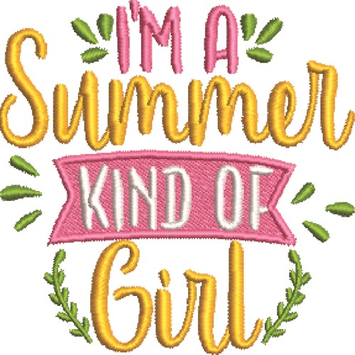 Summer Kind Of Girl Machine Embroidery Design