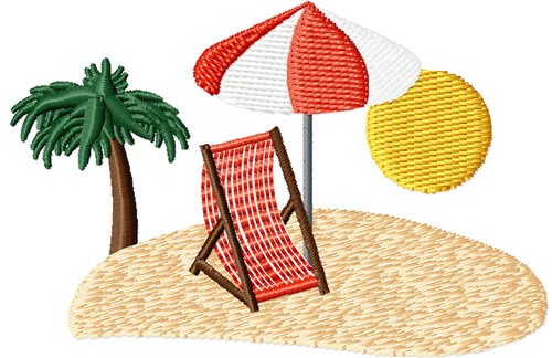 Beach Scene Machine Embroidery Design