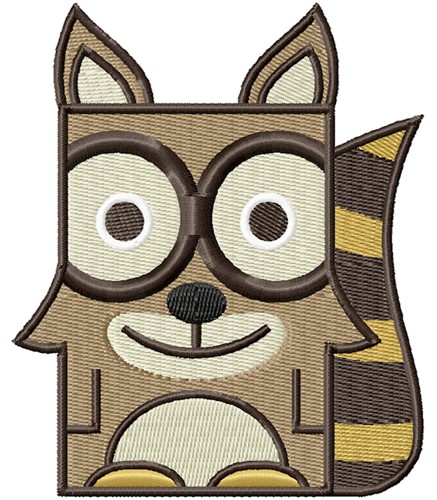 Square Raccoon Machine Embroidery Design