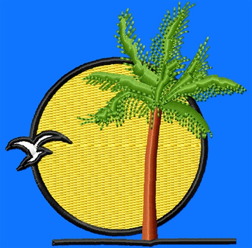 Palm Tree Sun Machine Embroidery Design
