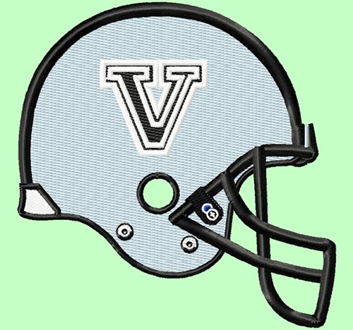 Monogram V Football Helmet Machine Embroidery Design