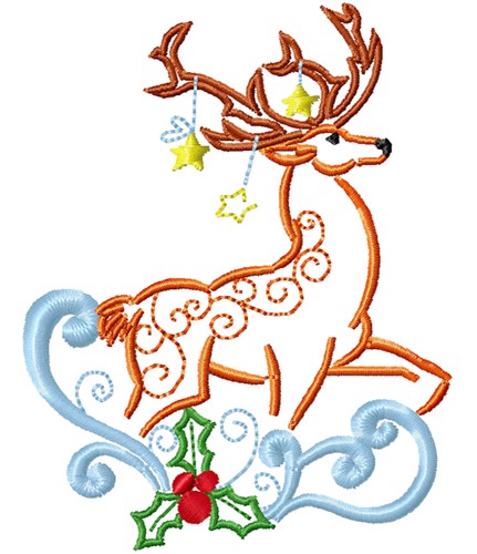 Holiday Reindeer Outline Machine Embroidery Design