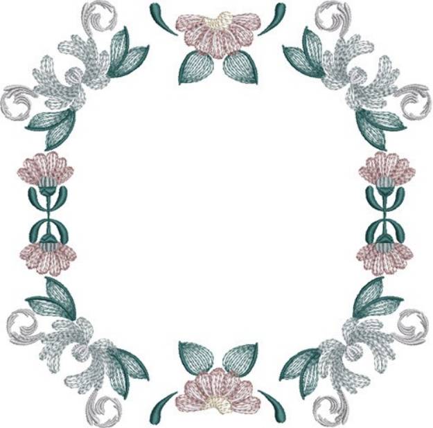 Picture of Fancy Floral Oval Machine Embroidery Design