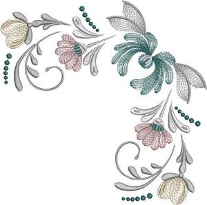 Picture of Corner Floral Machine Embroidery Design