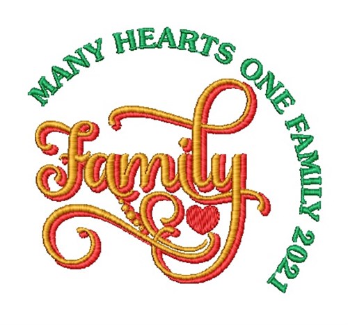 Family Circle Hearts Machine Embroidery Design
