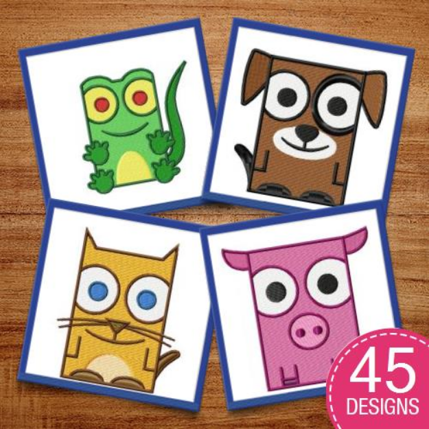 Picture of Square Animals Embroidery Design Pack