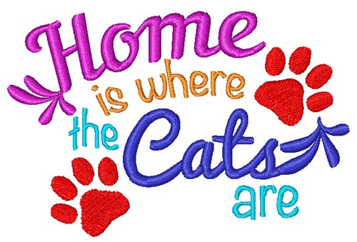 Home With The Cats Machine Embroidery Design