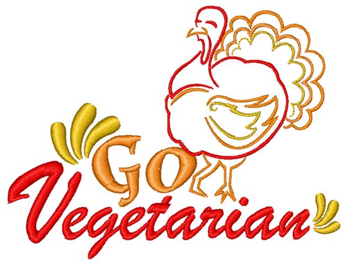 Go Vegetarian Machine Embroidery Design