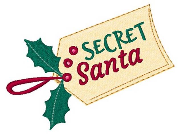 Picture of Secret Santa Gift Tag Machine Embroidery Design