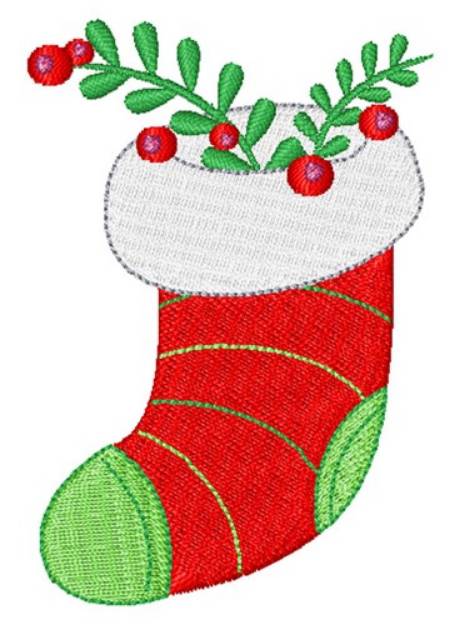 Picture of Christmas Stocking & Berries Machine Embroidery Design
